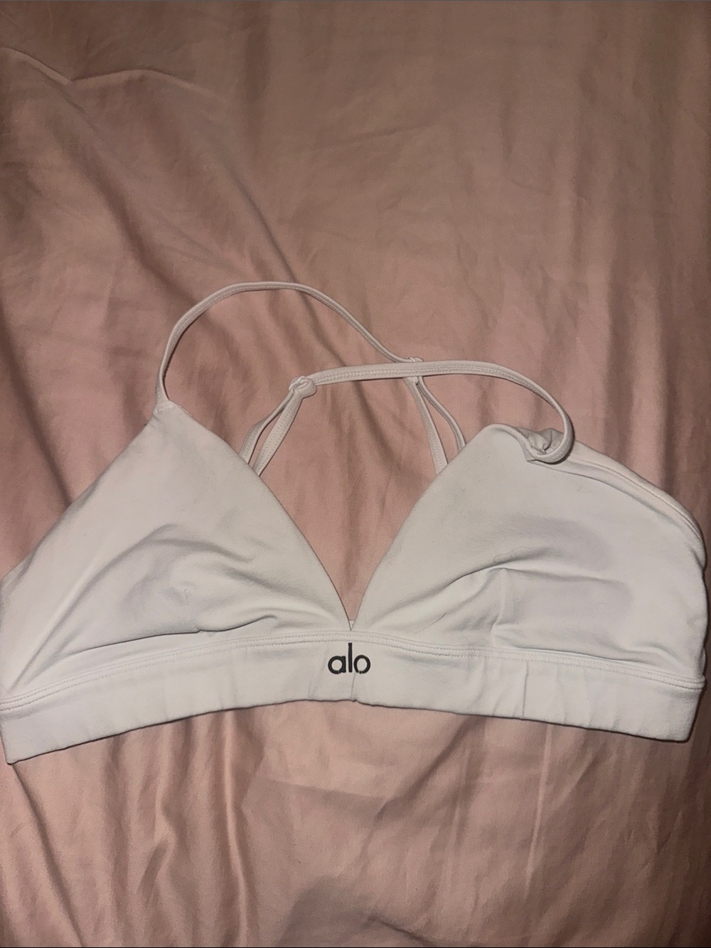 ALO Yoga White Triangle Bralette with Strappy Back